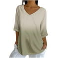 thumbnail image 1 of Sexlip 3/4 Length Sleeve Womens Tops Dressy Casual Blouses for Women Trendy V Neck Three Quarter T Shirts Fall Clothes Yellow XL, 1 of 5