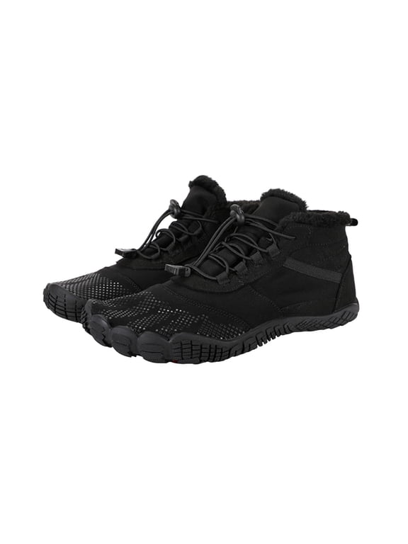 Barefoot Shoes For Men Winter Warm Water Proof Suede Leather Hiking Boots Outdoor Trekking Comfortable Breathable Lightweight Shoes Black 39
