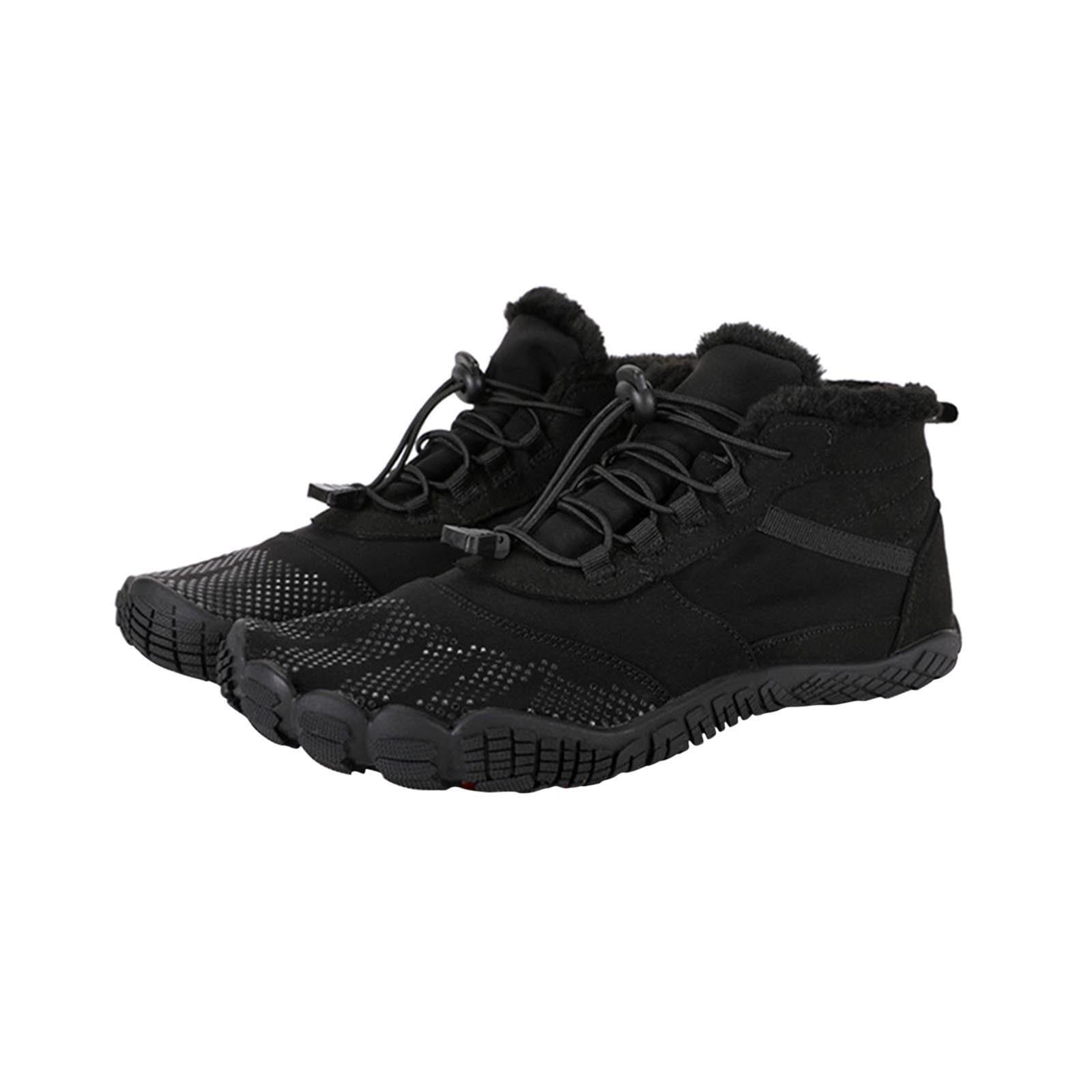 Sexlip Barefoot Shoes For Men Winter Warm Water Proof Suede Leather Hiking Boots Outdoor Trekking Comfortable Breathable Lightweight Shoes Black 41