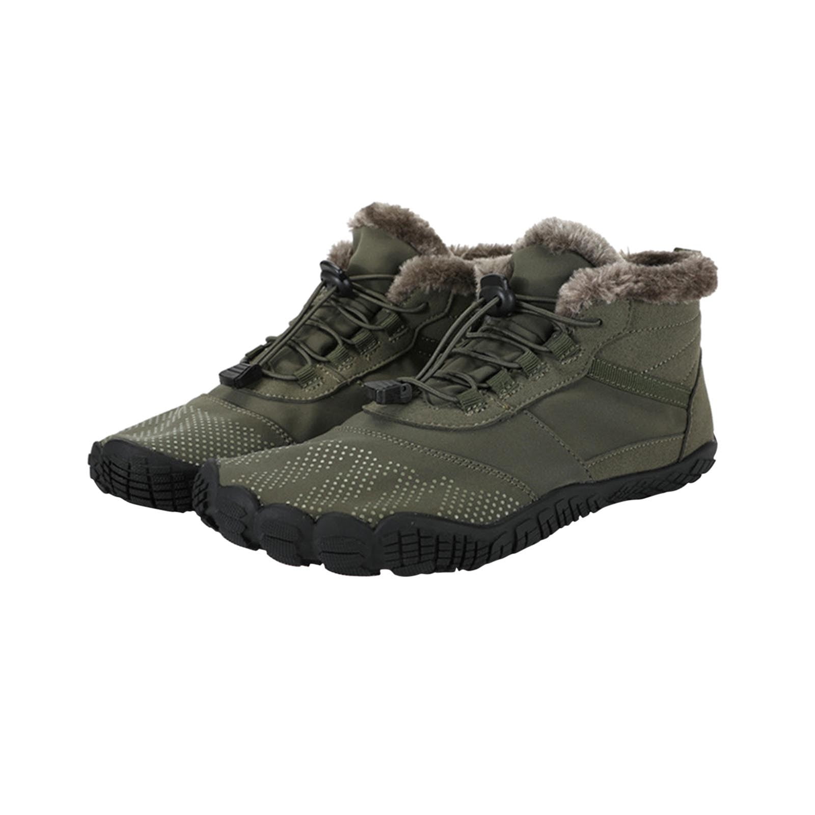 Sexlip Barefoot Shoes For Men Winter Warm Water Proof Suede Leather Hiking Boots Outdoor Trekking Comfortable Breathable Lightweight Shoes Army Green 35