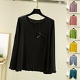 thumbnail image 1 of Sexlip Base Layer Tops for Women Lounge Crewneck Shirts Cute Fashion Long Sleeve Casual Undershirts Black L, 1 of 7