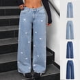 thumbnail image 1 of Sexlip Boyfriend Jeans for Women Trendy High Waisted Straight Leg Baggy Jeans Loose Fit Wide Leg Stretchy Denim Pants Fashion Blue L, 1 of 5