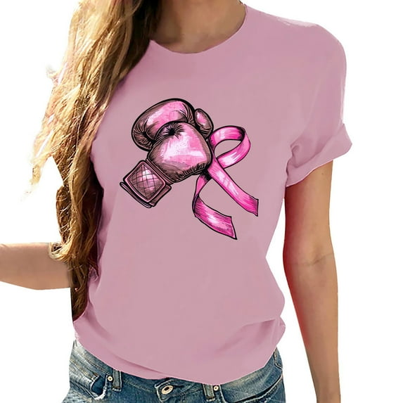 Sexlip Breast Cancer Awareness Shirt for Women Pink Ribbon Survivor t-Shirts Inspirational Gifts Short Sleeve Tee Tops Pink M