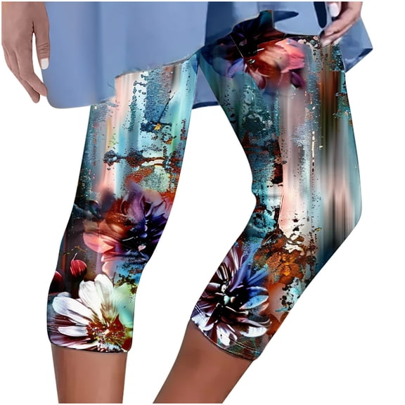 Sexlip Capri Leggings for Women Casual Slim Fit Elastic High Waisted Yoga Pants Solid Tummy Control Workout Pants Green XXXL