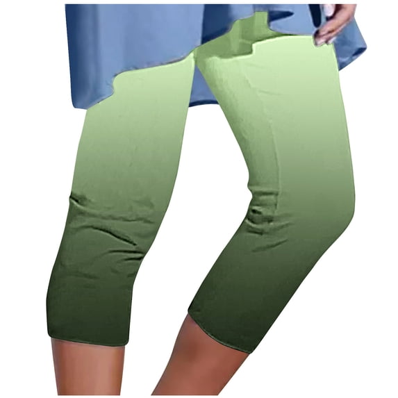 Sexlip Capri Leggings for Women High Waisted Yoga Capris Soft Comfy Workout Cropped Pants Gradient Color Leggings Plus Size Green XXXL