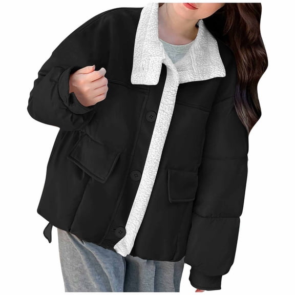 Sexlip Casual Fashion Sherpa Lined Down Jackets for Women:Lightweight Zip up Quilted Coats with Pockets Ski Hiking Outdoor Clothes Black M