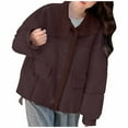 thumbnail image 1 of Sexlip Casual Fashion Sherpa Lined Down Jackets for Women:Lightweight Zip up Quilted Coats with Pockets Ski Hiking Outdoor Clothes Brown L, 1 of 9