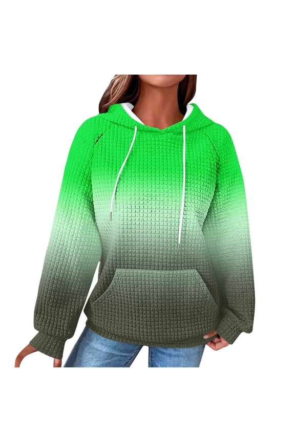Casual Hoodie Sweatshirt Women Long Sleeve Top Polka Dot Print Stylish Comfortable Pullover Fashion for Daily Wear Party Dance Performance Winter Spring Green L