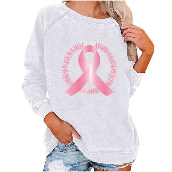 Sexlip Casual Long Sleeve Round Neck Blouse Loose Fit Comfortable Print Top Stylish Pullover Shirt Women's Clothing Suitable for Daily Wear Party Vacation White S