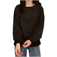 thumbnail image 1 of Sexlip Classic Crewneck Sweatshirt for Women - Relaxed Fit Soft Comfortable Pullover with Ribbed Cuffs and Hem Black M, 1 of 3