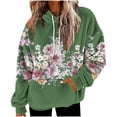thumbnail image 1 of Sexlip Color Block Flannel Sweatshirt for Women Long Sleeve Drawstring Hoodies Casual Warm Fall Winter Comfy Top with Pocket Green XL, 1 of 5