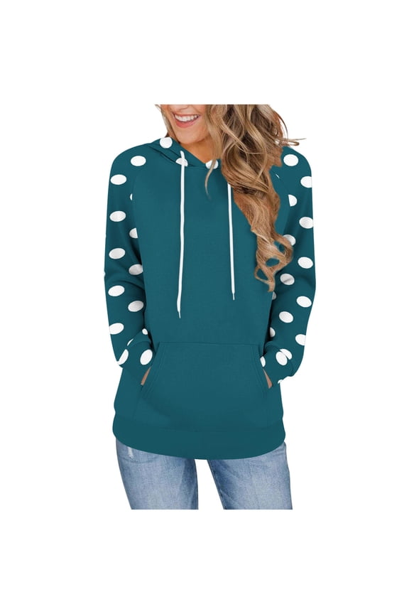 Color Blocked Loose Casual Long Sleeved Hooded Sweatshirt with Pockets Stylish Comfortable Fashionable for Spring Summer Casual Party Everyday Wear Green M