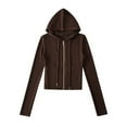 thumbnail image 1 of Sexlip Crop Hoodies for Women Trendy Full Zip Up Cropped Short Jacket Casual Comfy Gym Tops Fall Outfits Winter Clothes Brown M, 1 of 2
