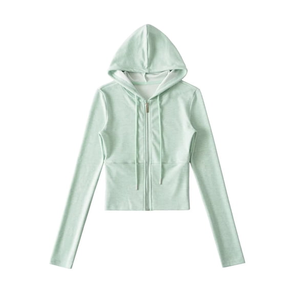 Sexlip Crop Hoodies for Women Trendy Full Zip Up Cropped Short Jacket Casual Comfy Gym Tops Fall Outfits Winter Clothes Green M