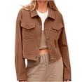 thumbnail image 1 of Sexlip Cropped Jackets for women Button Down Corduroy Shacket Jacket Casual Long Sleeve Short Crop Fall Tops Brown M, 1 of 6