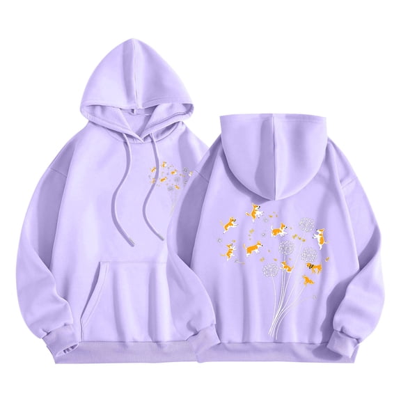 Sexlip Cute Graphic Hoodies for Teen Oversized Women's Hoodie Fleece Lined Hooded Sweatshirts with Hood Fall Trendy Purple L