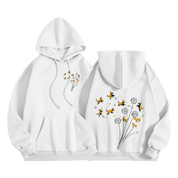 Sexlip Cute Graphic Hoodies for Teen Oversized Women's Hoodie Fleece Lined Hooded Sweatshirts with Hood Fall Trendy White M