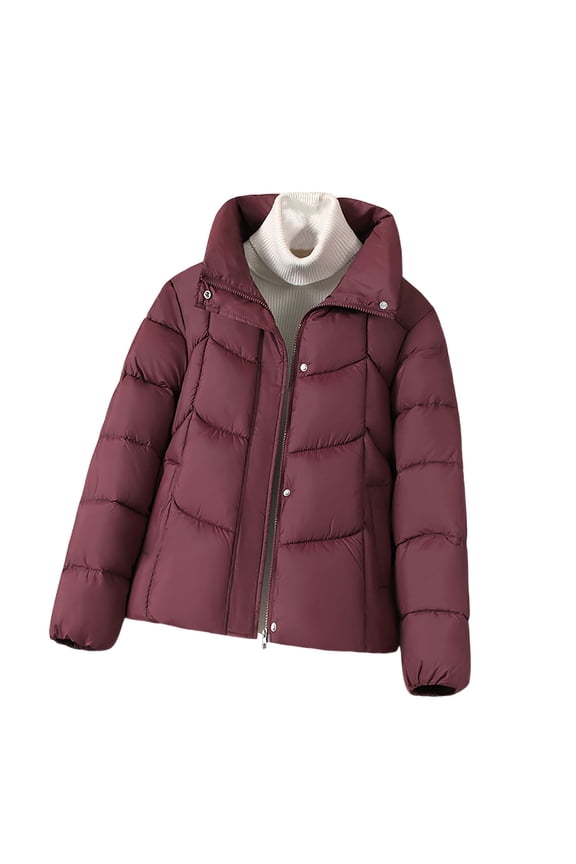 Down Jacket for Women Lightweight Fall Puffer Hooded Jacket Casual Slim Fit Warm Duck Down Coat Travel Outdoor Red M