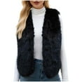 thumbnail image 1 of Sexlip Faux Fur Vest Women Fall Fashion Sleeveless Fuzzy Jacket Fluffy Coats Winter Clothing Furry Outerwear Vests Black M, 1 of 9