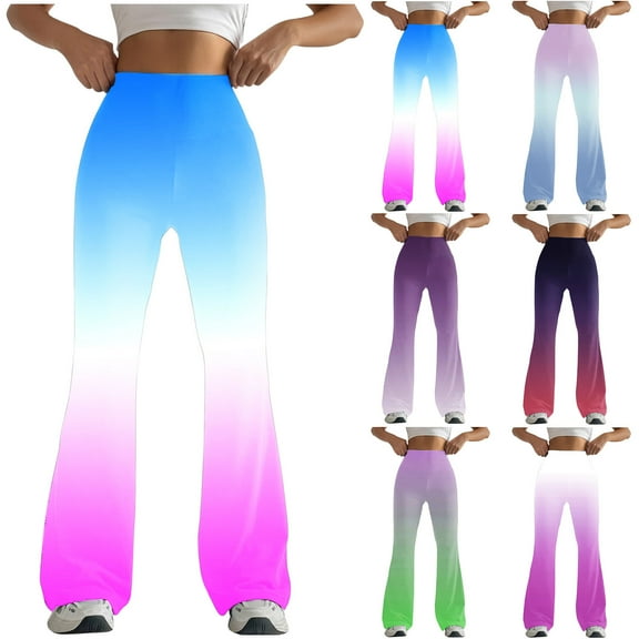 Sexlip Flare Leggings for Women Gradient Color Y2K Tummy Control Bell Bottom Yoga Sweatpants Yoga Pants Gym Leggings Blue L