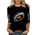 thumbnail image 1 of Sexlip Football Shirts for Women Plus Size Graphic Print Pullover Shirts Casual 3/4 Length Sleeve Crewneck Fall Fashion Tops Black L, 1 of 4