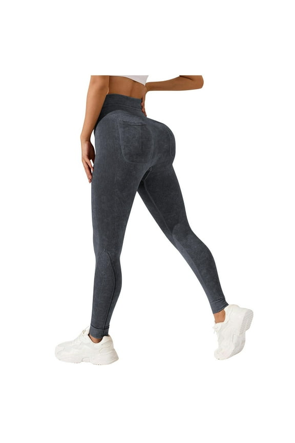 Hidden Scrunch Butt Lifting Leggings for Women Tummy Control High Waisted Workout Gym Seamless Impact Yoga Pants Black S