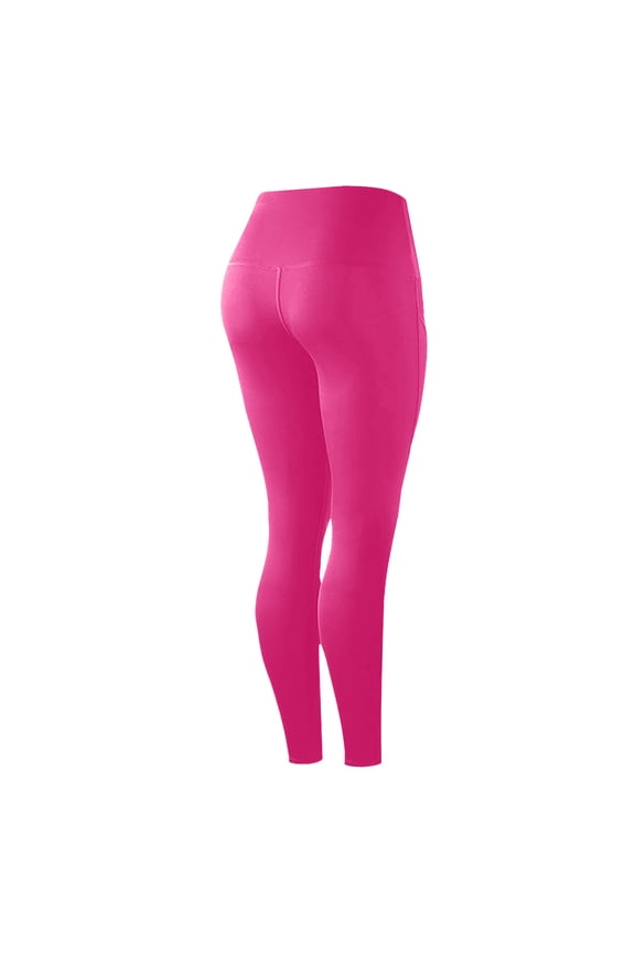 High Waisted Leggings for Women 1-inch Waistband Yoga Pants in Capri and Full Length One Size and One Size Plus Pink XXXL
