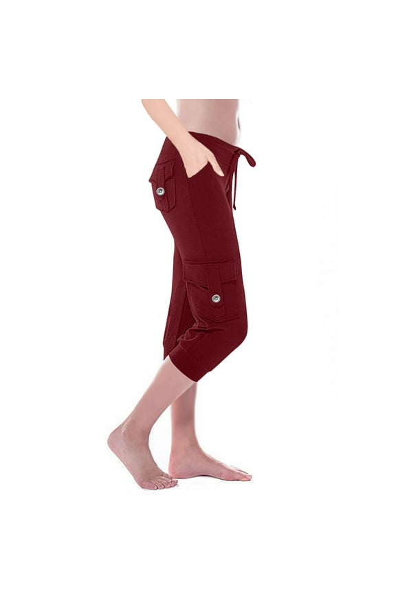 High Waisted Leggings for Women 1-inch Waistband Yoga Pants in Capri and Full Length One Size and One Size Plus Red XS