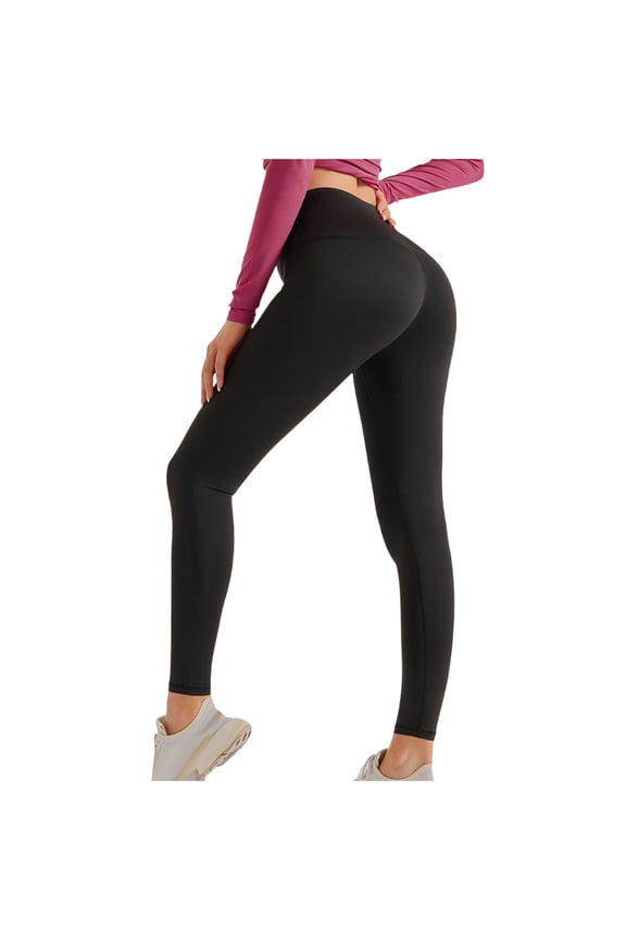 High Waisted Leggings for Women - No See Through Tummy Control Cycling Workout Yoga Pants with Pockets Black M