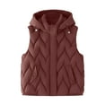 thumbnail image 1 of Sexlip Hooded Quilted Vest for Women Casual Sleeveless Short Jackets Full Zip Stand Neck Puffer Gilet Solid Coats Red M, 1 of 9