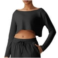 thumbnail image 1 of Sexlip Long Sleeve Crop Tops for Women Fall Loose Workout Sweatshirt Going Out Pullover Casual Yoga T-Shirts Black XL, 1 of 7