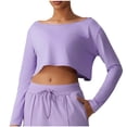 thumbnail image 1 of Sexlip Long Sleeve Crop Tops for Women Fall Loose Workout Sweatshirt Going Out Pullover Casual Yoga T-Shirts Purple L, 1 of 8