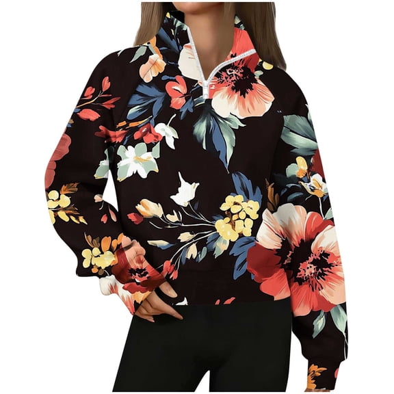 Sexlip Long Sleeve Hoodie Sweatshirt Casual Printed Top Loose Fashionable Comfortable Soft Lightweight Casual Wear for Daily Activities Parties Work Holidays Black L