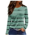 thumbnail image 1 of Sexlip Long Sleeve Shirts for Women Crew Neck Ladies Tops Loose Fit Tunic Print Tee Green M, 1 of 5