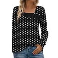 thumbnail image 1 of Sexlip Long Sleeve Shirts for Women Fall Fashion Dressy Blouses Asymmetric Square Neck Tunic Tops Decorative Buttons Black XL, 1 of 7