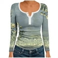 thumbnail image 1 of Sexlip Long Sleeve Shirts for Women Ribbed Knit Henley Casual Warm Printed Shirt Fall Fashion Tshirts Yellow L, 1 of 6