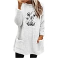 thumbnail image 1 of Sexlip Long Sleeve Tops for Women Fall Crew Neck Sherpa Fleece Sweatshirts Graphic Warm Shirts Pockets White XXL, 1 of 4