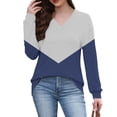 thumbnail image 1 of Sexlip Loose Long Sleeve Casual Pullover V-Neck Top Soft Breathable Fabric Lightweight Comfortable for Women Perfect for Daily Wear Travel Sports and Leisure Fashionable Winter Clothing Blue M, 1 of 6