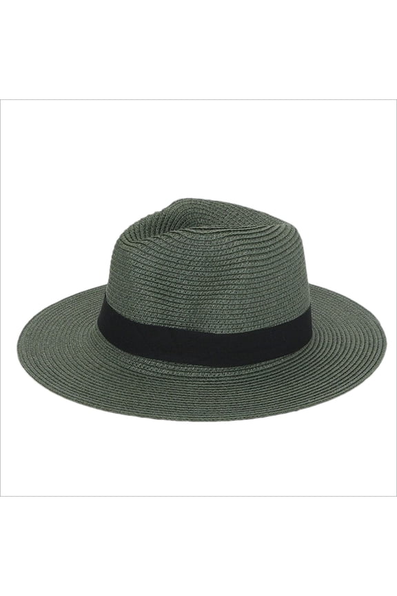 Men Women Straw Hats Cuban Hats Party Hats Panama Hat Short Brim Caps Dress Hats for Men Women Army Green Free Size
