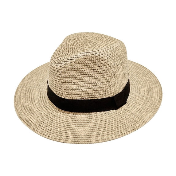 Sexlip Men Women Straw Hats Cuban Hats Party Hats Panama Hat Short Brim Caps Dress Hats for Men Women Khaki Free Size