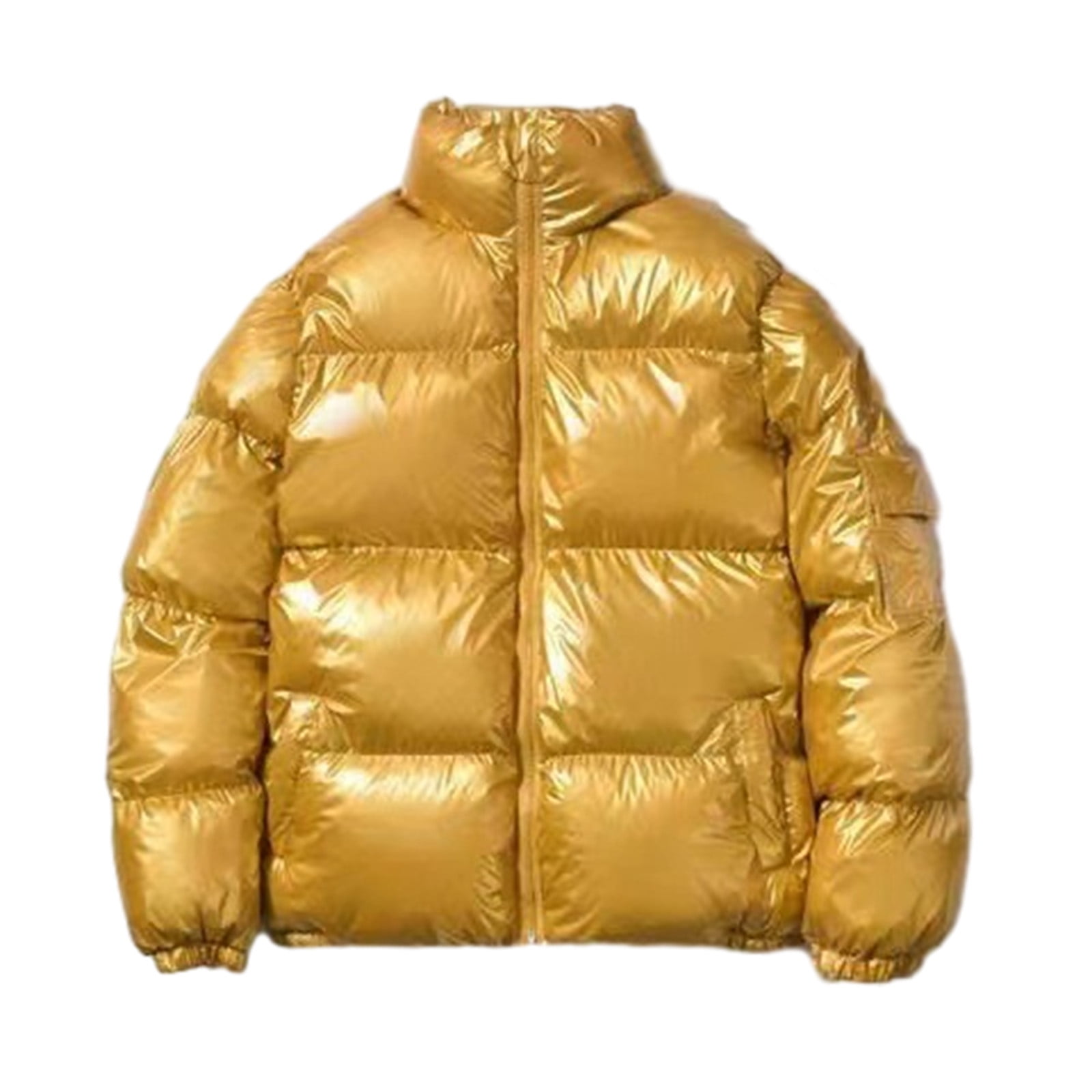 Sexlip Men's Glossy Padded Winter Coat Full Zip Down Quilted