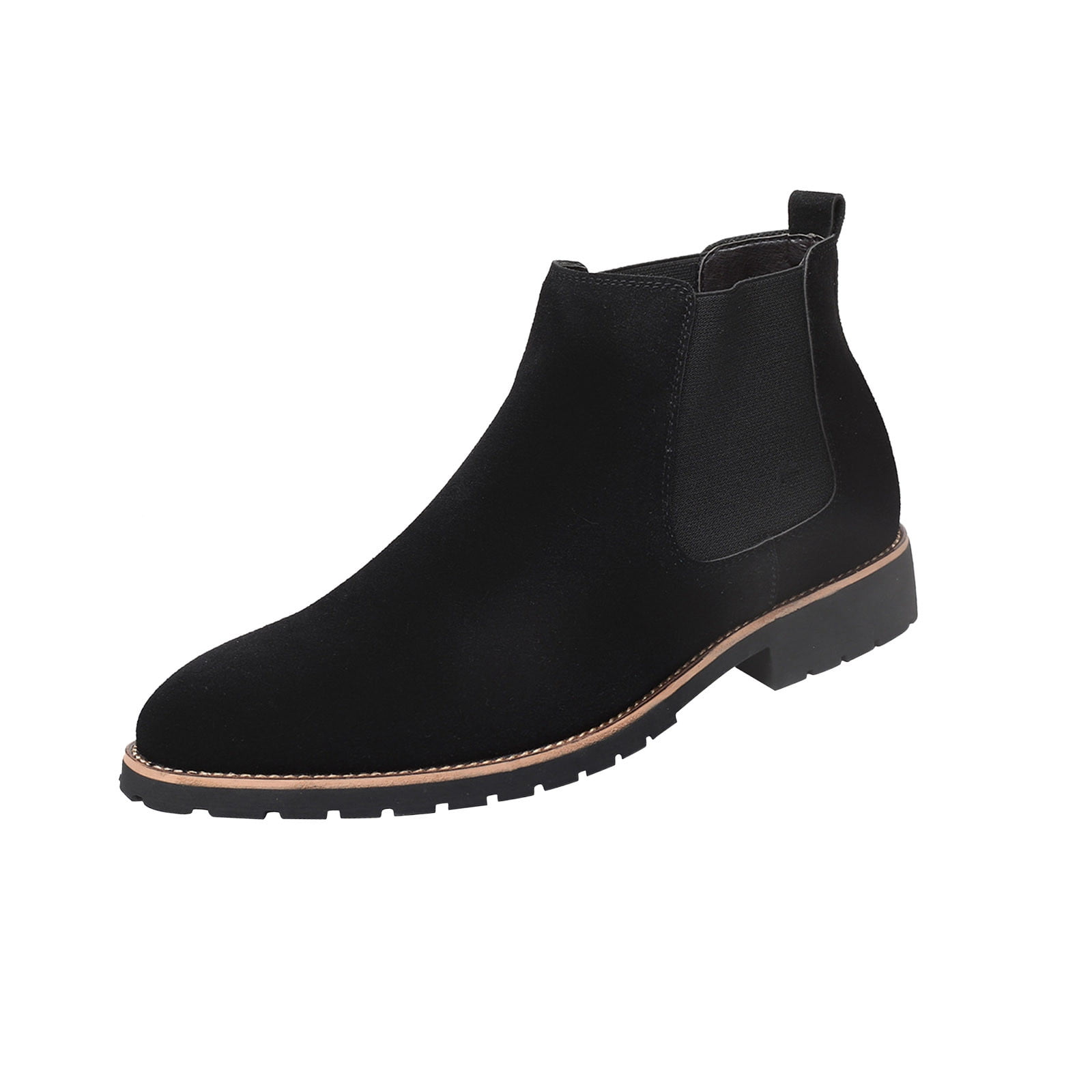 Sexlip Men's Oversized Suede Dress Boots, Elastic Pull-on, Black 40 ...