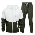 thumbnail image 1 of Sexlip Men's Tracksuit Two Piece Set Hooded Jacket Jogging Pants Sportswear Athletic Workout Running Outdoor Jacket Army Green XXXXXL, 1 of 5