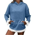 thumbnail image 1 of Sexlip Oversized Hoodies for Women Lace Trim Long Sleeve Hooded Sweatshirt Casual Trendy Fashion Splice Loose Fit Top Blue S, 1 of 6