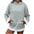 thumbnail image 1 of Sexlip Oversized Hoodies for Women Lace Trim Long Sleeve Hooded Sweatshirt Casual Trendy Fashion Splice Loose Fit Top Gray XXXL, 1 of 6