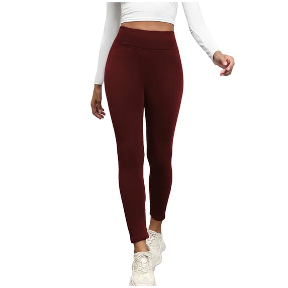 Sexlip Polar Fleece Sweatpants for Women High Elastic Waistband Warm Pants Casual Solid Color Classic Fit Comfy Fall Trouser Red XXL