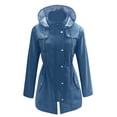 thumbnail image 1 of Sexlip Rain Jacket Women Striped Lined Hooded Lightweight Raincoat Outdoor Waterproof Windbreaker Blue L, 1 of 4