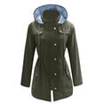 thumbnail image 1 of Sexlip Rain Jacket Women Striped Lined Hooded Lightweight Raincoat Outdoor Waterproof Windbreaker Green XXL, 1 of 4