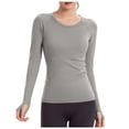 thumbnail image 1 of Sexlip Seamless Workout Shirts for Women Long Sleeve Yoga Tops Sports Running Shirt Breathable Athletic Top Slim Fit Gray XL, 1 of 8