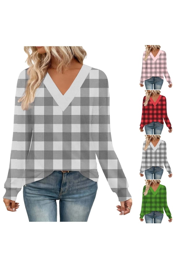 V-Neck Long Sleeve Casual Pullover Winter Top Soft Comfortable Loose Fit Stylish Breathable for Daily Wear Travel Vacation Sports Fashion Women Clothing Green L